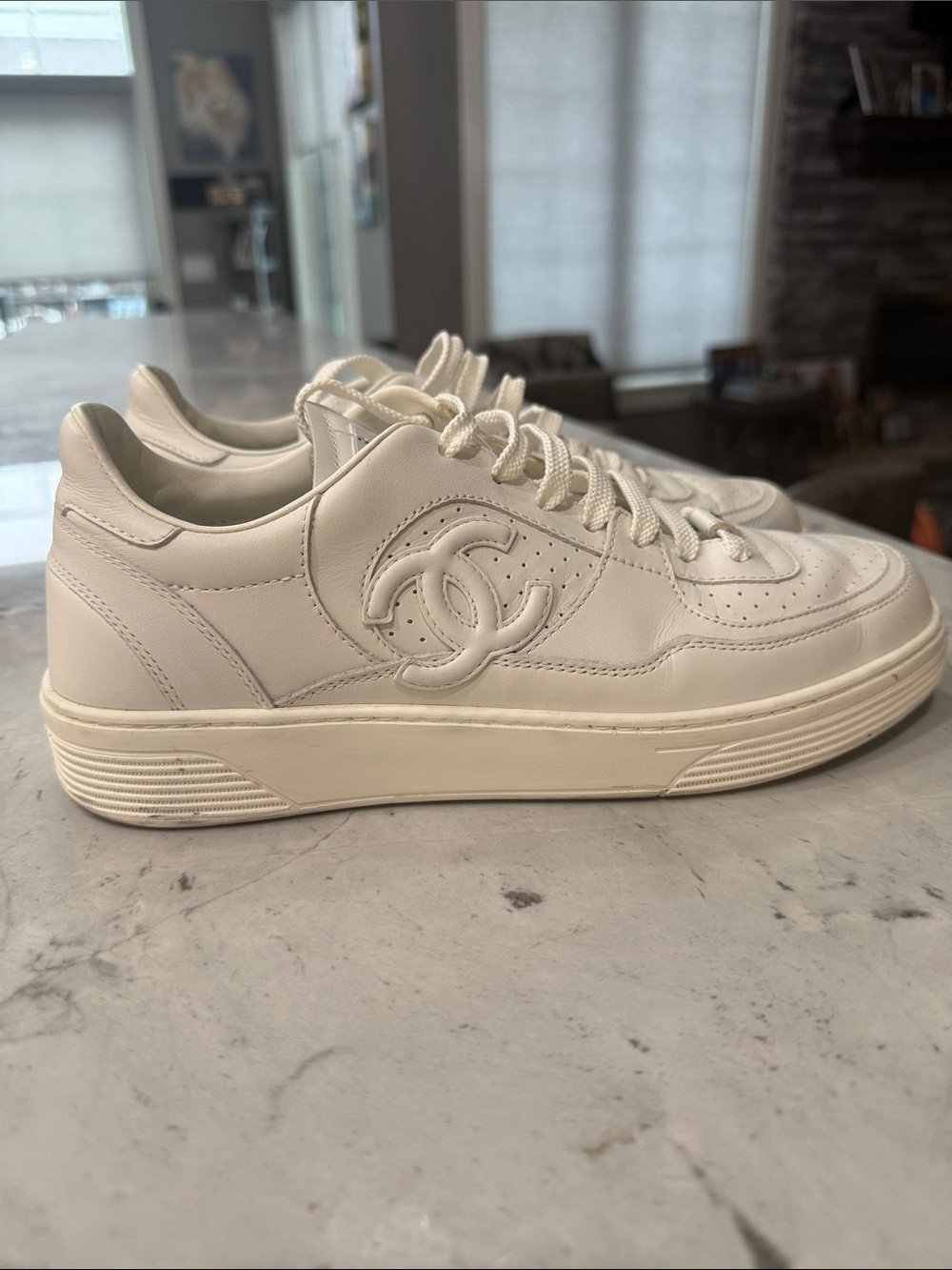 Chanel White Leather Low-Top Sneakers - Women’s Sz 39.5(9)